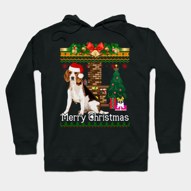 Ugly Christmas Sweater BEAGLES Hoodie by LaurieAndrew